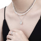 Women Simple Oval Natural White Shell 925 Sterling Silver Necklace