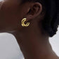 Fine Jewelry Women Office Elegant Electroforming Round Big C Shape Tube 999 Sterling Silver Exaggerated Earrings