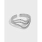 simple and versatile, wavy line texture S925 pure silver open ring for women
