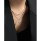 Vintage Asymmetry Chain Love Heart 925 Sterling Silver Necklace