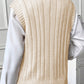 Oatmeal Cable Knit High Neck Sweater Vest Top