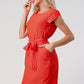 Elegant Cap-Sleeve Dress with Tie Waist