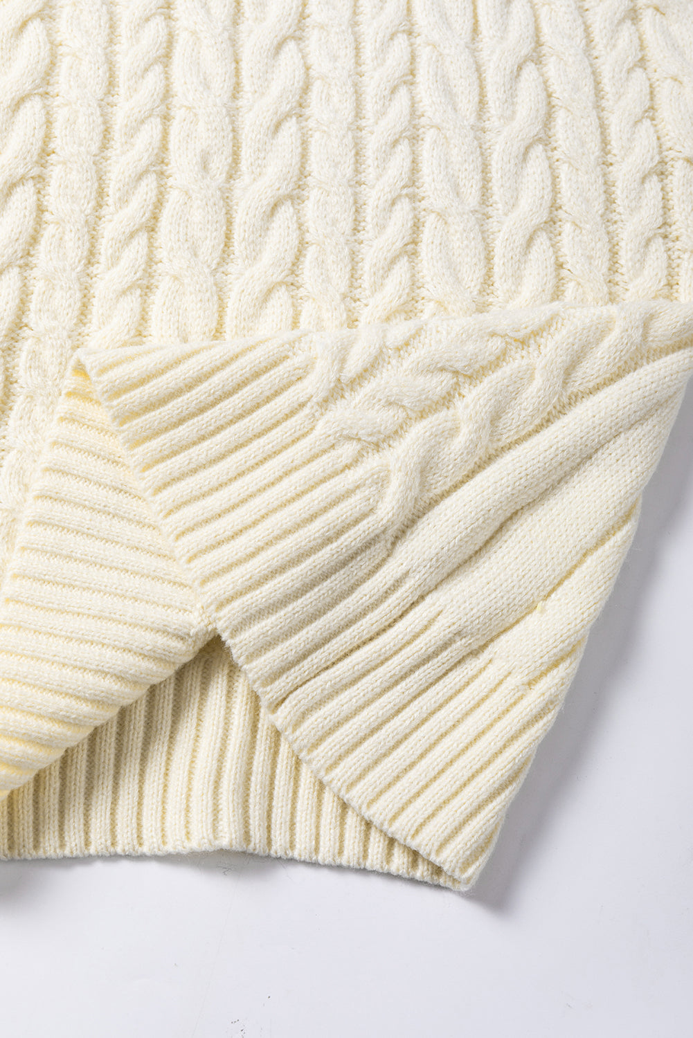 Oatmeal Cable Knit High Neck Sweater Vest Top