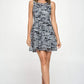 Sleeveless A-Line Dress with Abstract Print