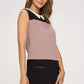 Sleeveless Dress with Contrast Peter Pan Collar