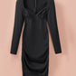 Black Sweetheart Long Sleeve Ruched Bodycon Mini Dress