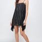 Flowy Sleeveless Mini Dress with Metallic Accents