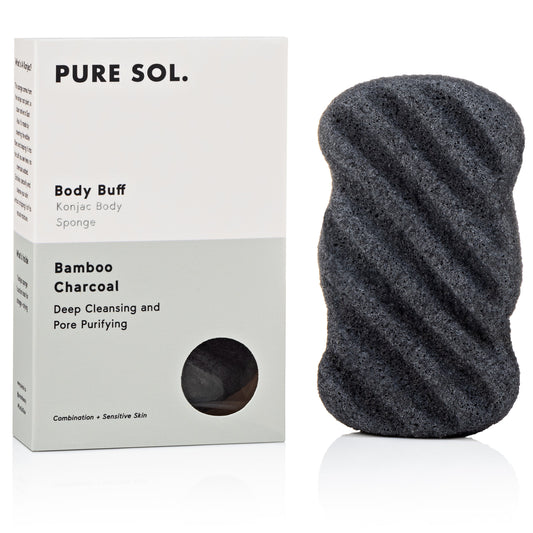 PURE SOL. Beauty Body Buff Charcoal Konjac Body Sponge