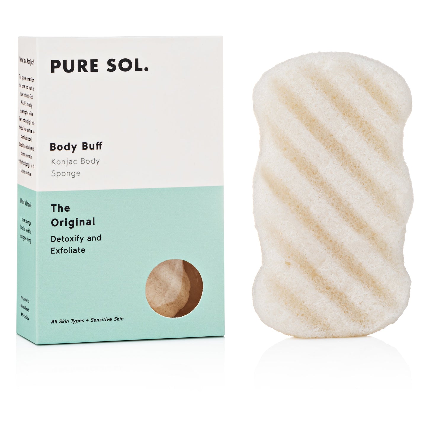 PURE SOL. Beauty Body Buff Original Konjac Body Sponge