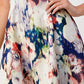 Sleeveless A-Line Dress with Watercolor Floral Print