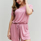 Zenana Chilled Out Full Size Short Sleeve Romper in Light Carnation