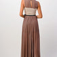 Elegant Sheer Maxi Dress with Lace Bodice and Flowing Skirt