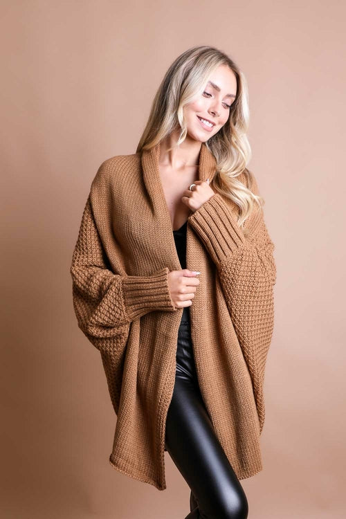 Cuddly Bat Sleeve Knit Cardigan Top