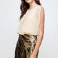 Sequin Skirt with Sleeveless Blouson Dress – Glamorous Party Look