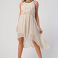 Sleeveless High-Low Beaded Neckline Dress