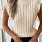 Oatmeal Cable Knit High Neck Sweater Vest Top