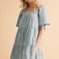 Aemi + Co Square Neck Half Sleeve Tiered Dress