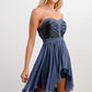 Strapless Lace-Up High-Low Dress
