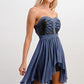 Strapless Lace-Up High-Low Dress
