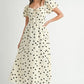 MABLE Polka Dot Puff Sleeve Midi Dress