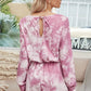 Tie Dye Round Neck Drawstring Romper