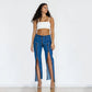 UrbanEase™ Women Bottom Zipper Jeans Women Unique Dark Blue Denim