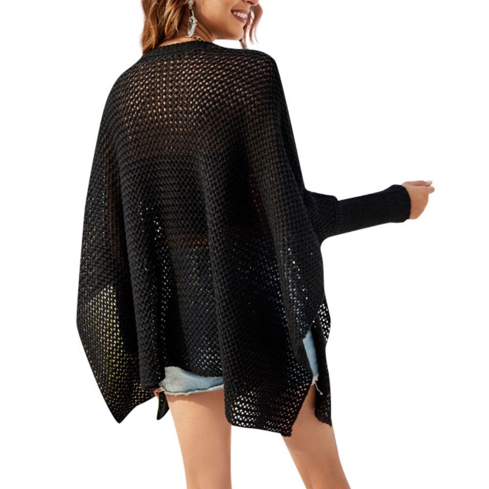 Womens Boxy Batwing Open Knit Sweater top