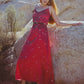 Andromeda Silk Slip Dress in Cosmic Crimson