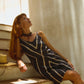 Vela Silk Slip Dress in Striped Shibori