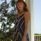 Vela Silk Slip Dress in Striped Shibori