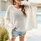 Womens Boxy Batwing Open Knit Sweater top