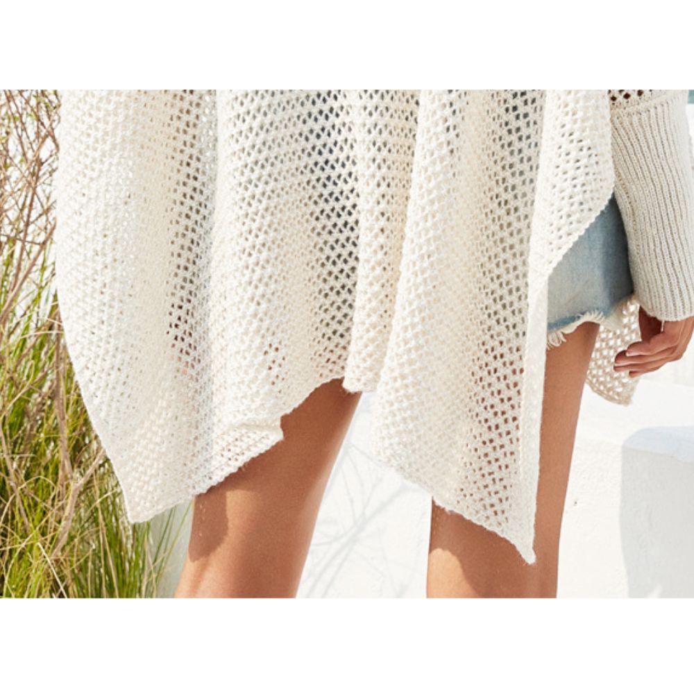 Womens Boxy Batwing Open Knit Sweater top
