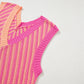 Strawberry Pink Contrast Chevron Knit V Neck Sweater Vest Top