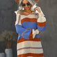 Multicolor Color Block Cable Knit Sweater Dress