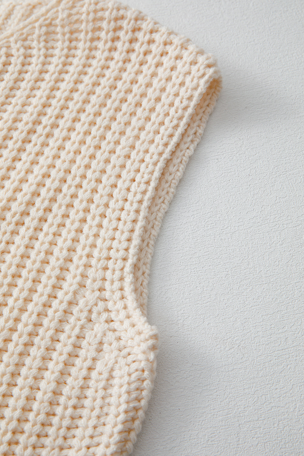 White Solid Textured Knit Side Pockets Buttoned Sweater Vest top