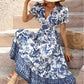 Women Short Sleeve V Neck Floral Maxi Dress