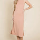 BOMBOM Ribbed Knit Sleeveless Midi Dress