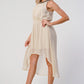 Sleeveless High-Low Beaded Neckline Dress