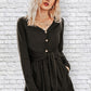 Button Down V Neck Solid Romper