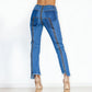 UrbanEase™ Women Bottom Zipper Jeans Women Unique Dark Blue Denim