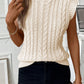 Oatmeal Cable Knit High Neck Sweater Vest Top
