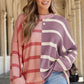 Pink Stripe Color block Oversized Sweater Top