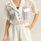 HYFVE Crochet Button Front Short Sleeve Romper