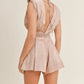 MABLE Draped Romper with Pleated Shoulder Pad Detail