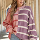 Pink Stripe Color block Oversized Sweater Top