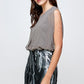 Sequin Skirt with Sleeveless Blouson Dress – Glamorous Party Look