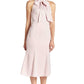 Eloise Dress - Stretch satin midi mermaid dress with neck tie rose