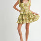 MABLE Floral Print Shoulder Tie Layered Mini Dress