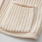 White Solid Textured Knit Side Pockets Buttoned Sweater Vest top