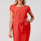 Elegant Cap-Sleeve Dress with Tie Waist